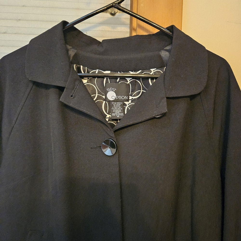 First Option Y2K Cape Suit Jacket Cropped Sleeves Black Size 14 - Picture 4 of 7